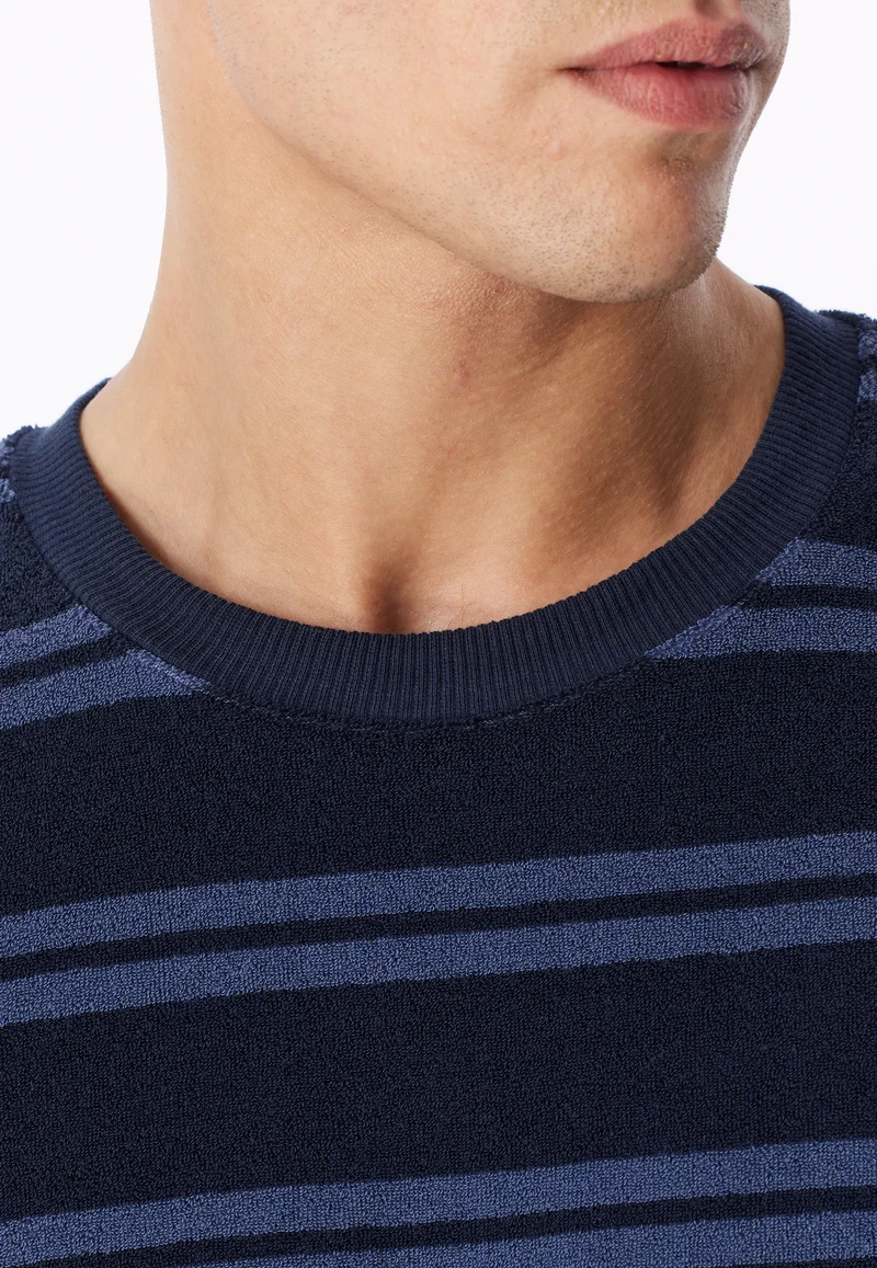 Schlafanzug mit Bündchen Blau gestreift - Casual Nightwear