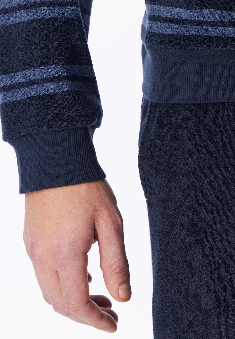 Schlafanzug mit Bündchen Blau gestreift - Casual Nightwear
