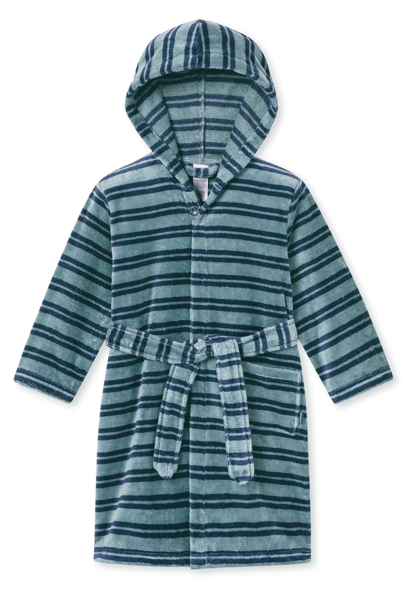 Bademantel mit Kapuze Blau gestreift - Kids Nightwear