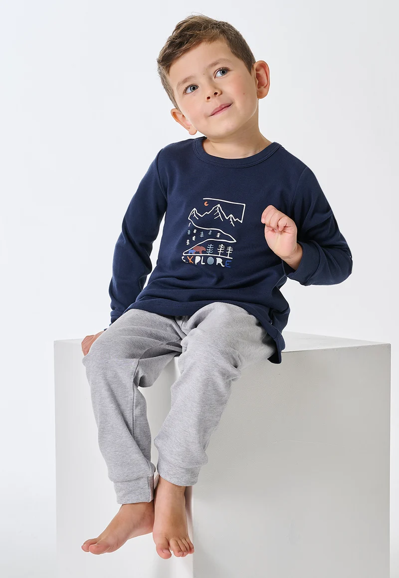 Schlafanzug mit Bündchen Grau/Blau - Kids Nightwear