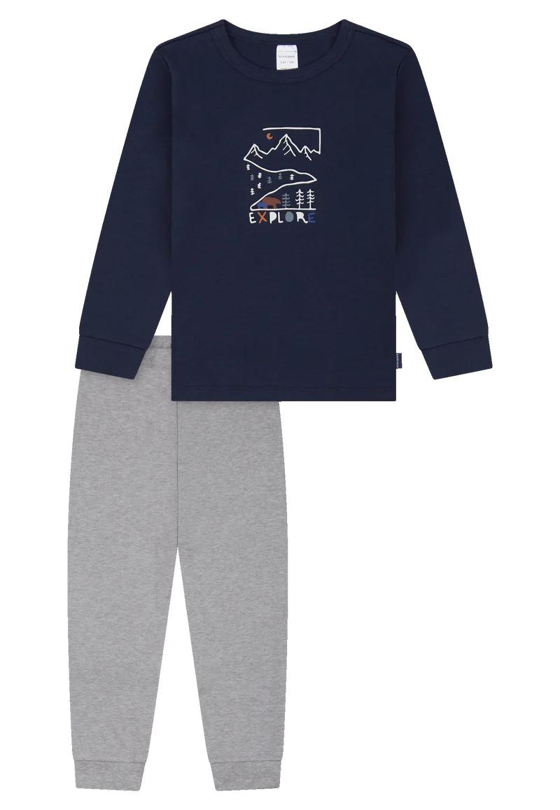 Schlafanzug mit Bündchen Grau/Blau - Kids Nightwear