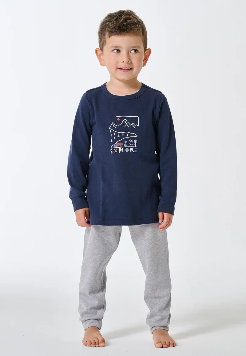 Schlafanzug mit Bündchen Grau/Blau - Kids Nightwear