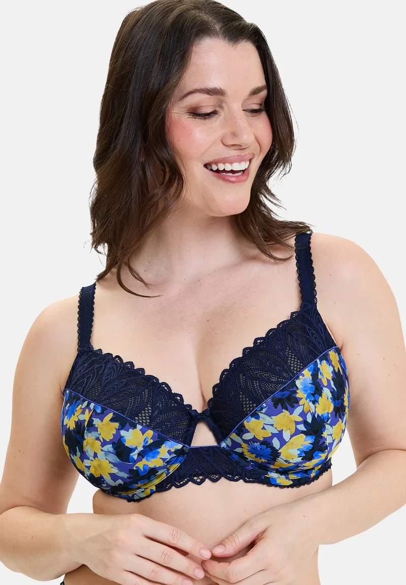 Soutien-gorge emboîtant Célia Fleurs Bleues & Jaunes