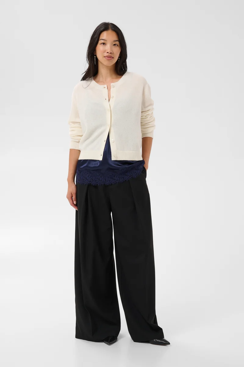 Cardigan court en cachemire col rond Carimi