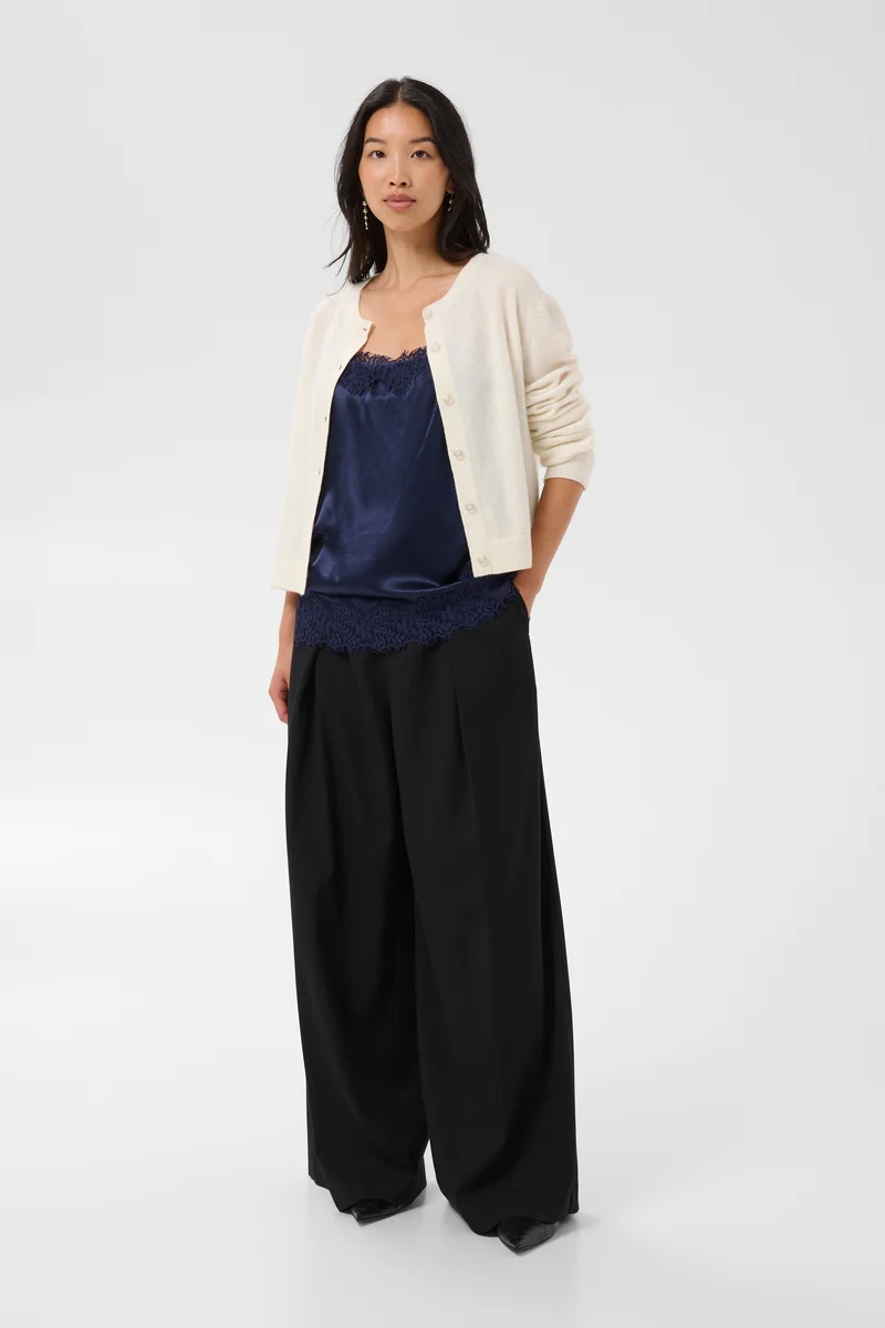 Cardigan court en cachemire col rond Carimi
