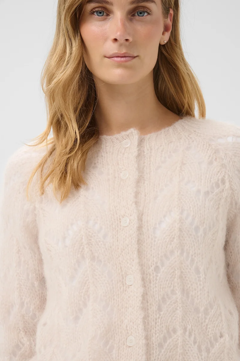 Cardigan court en maille ajourée Dinah