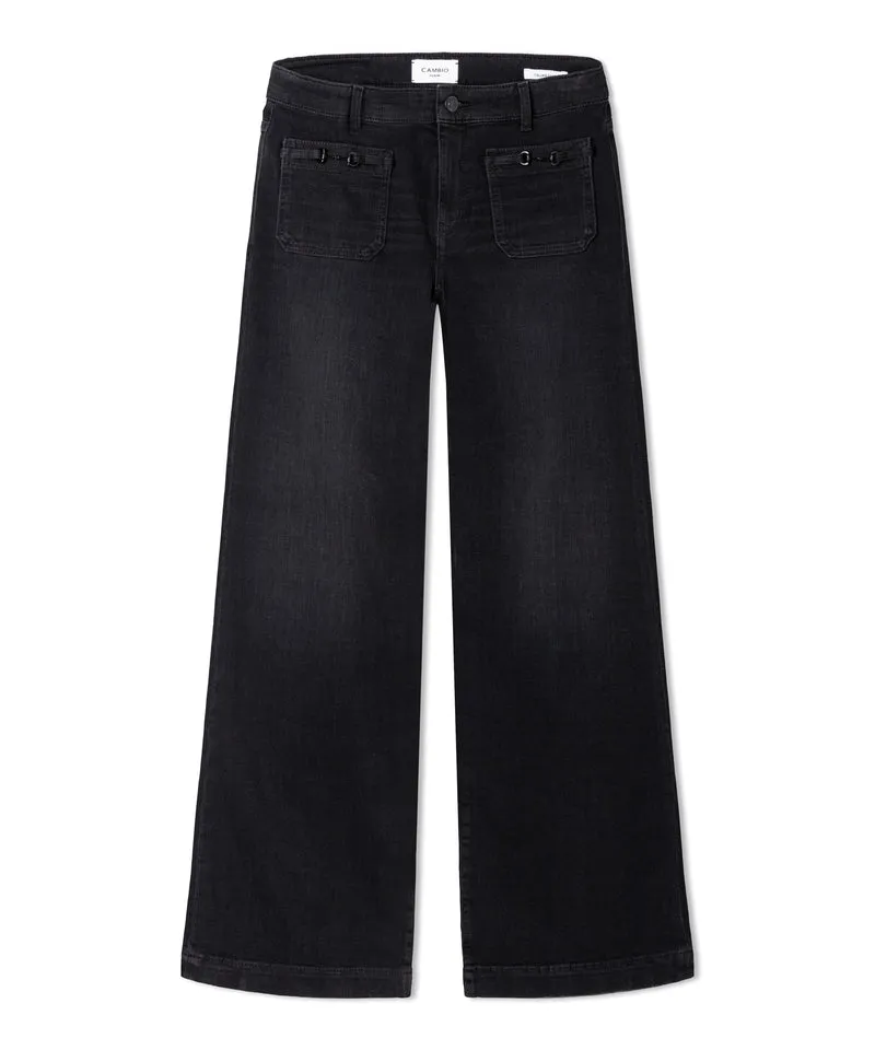 Jeans à jambes larges et poches ornées Ada