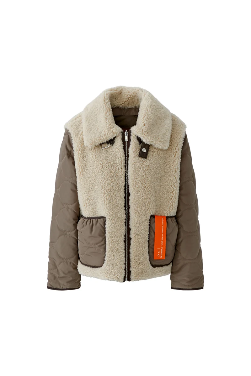 Veste réversible à col bouclé