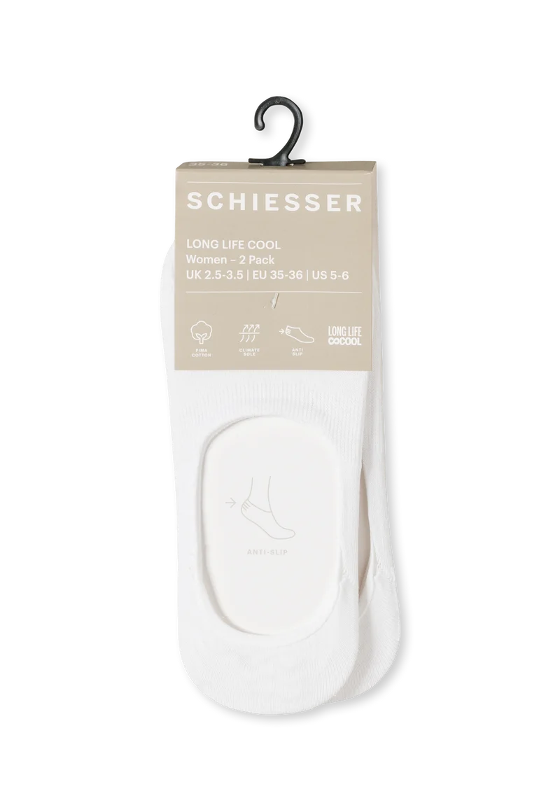 Füßlinge Damen 2er-Pack Weiss - Long Life Cool
