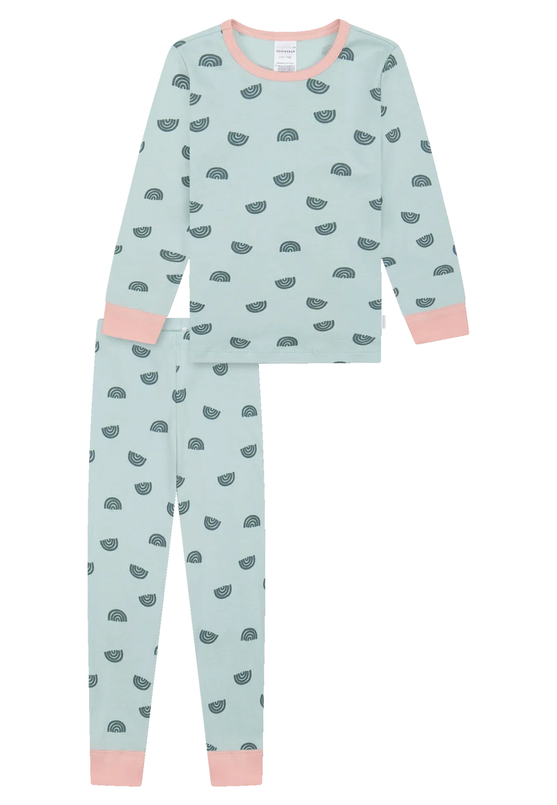 Schlafanzug mit Bündchen Blau gemustert - Kids Nightwear