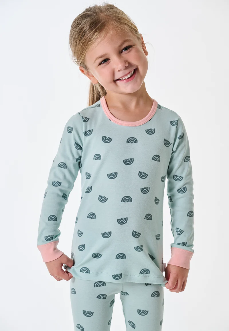 Schlafanzug mit Bündchen Blau gemustert - Kids Nightwear