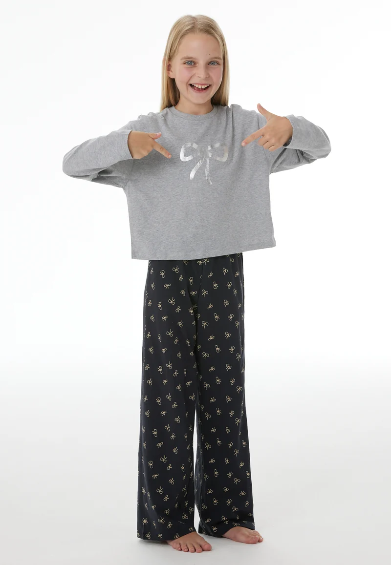 Schlafanzug Grau/Dunkelblau gemustert - Nightwear