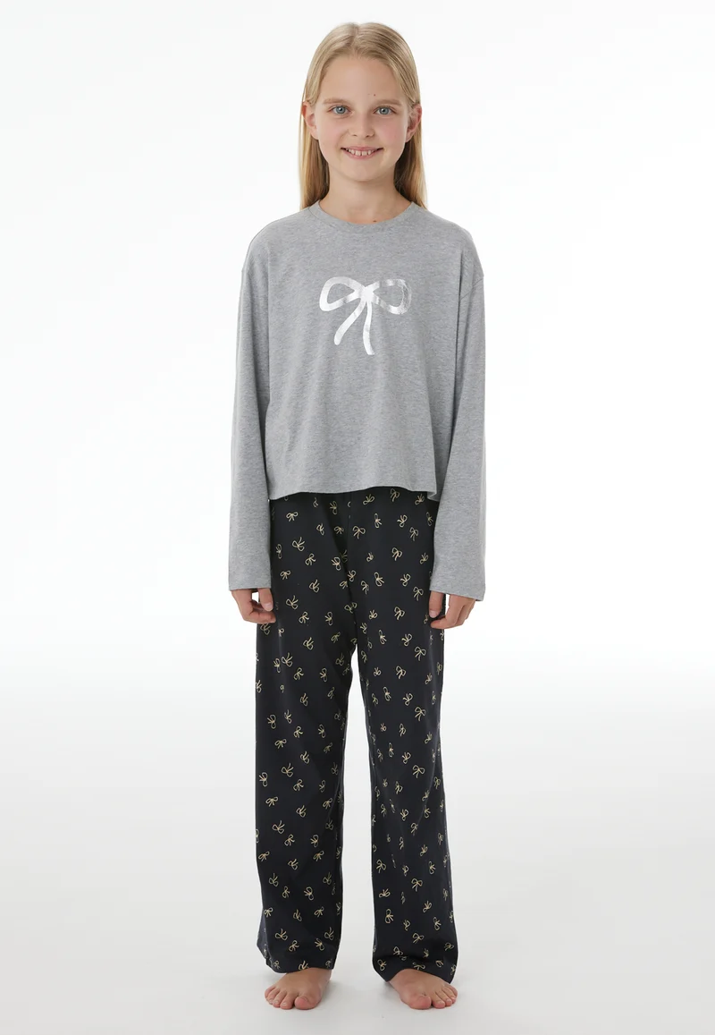 Schlafanzug Grau/Dunkelblau gemustert - Nightwear
