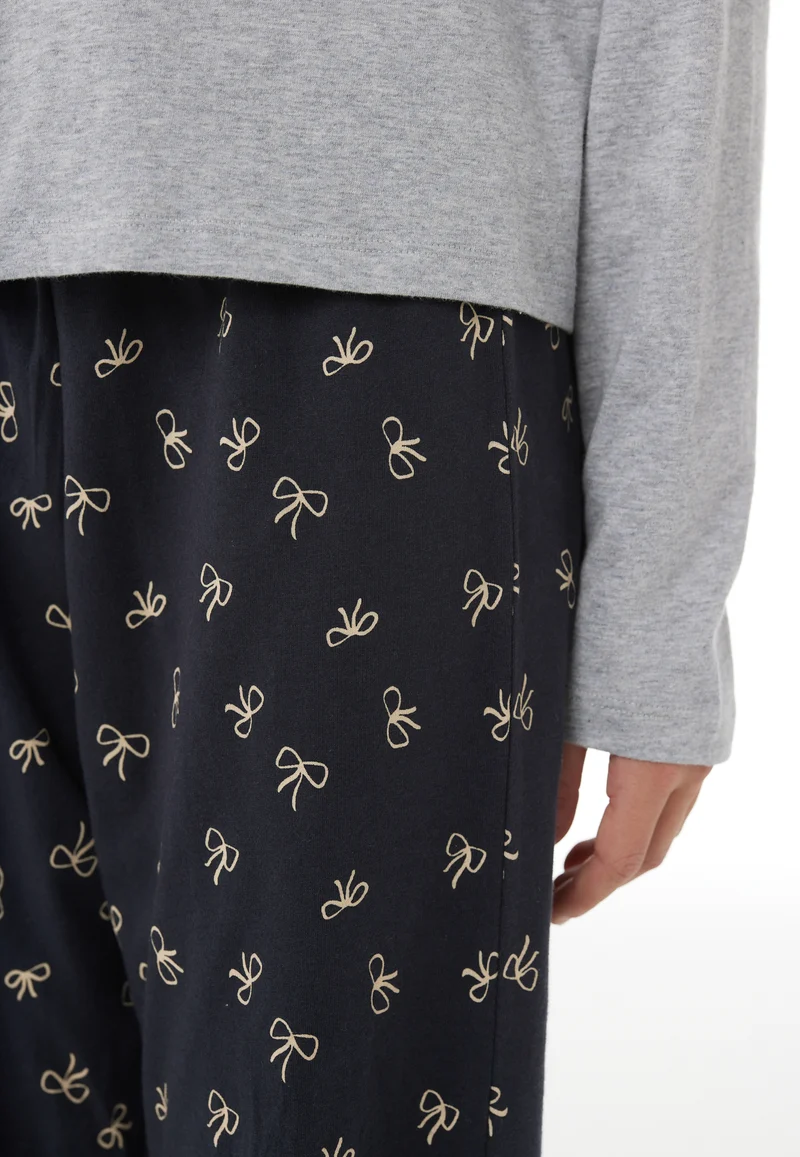Schlafanzug Grau/Dunkelblau gemustert - Nightwear