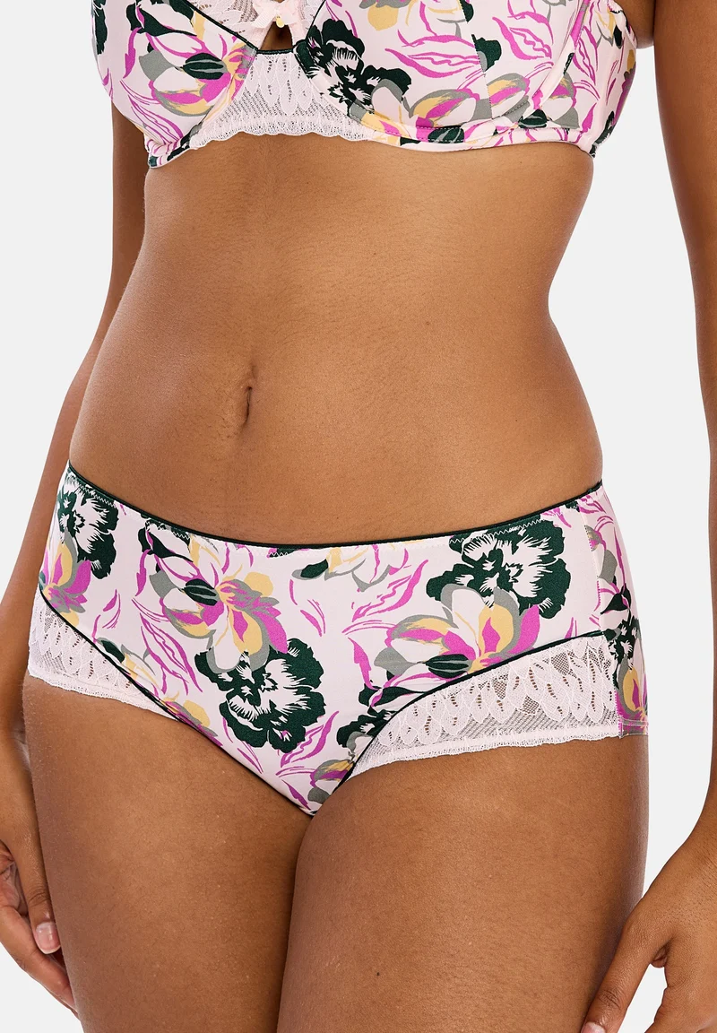 Shorty imprimé et dentelle florale
