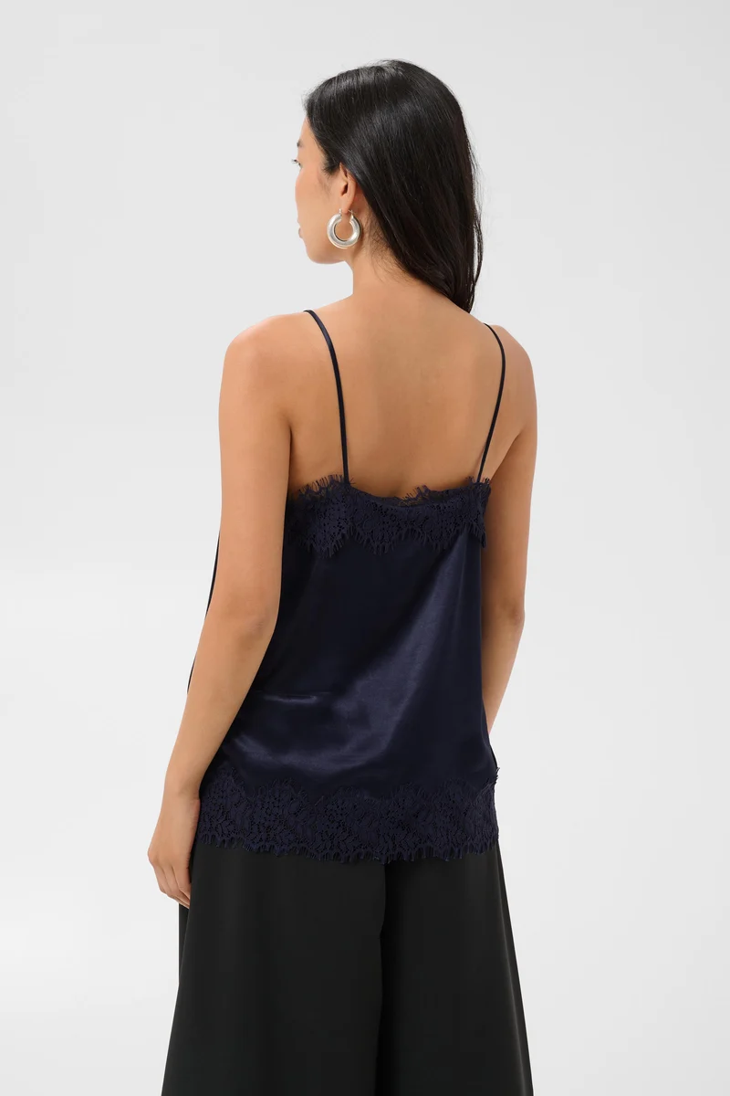 Camisole satinée bordure dentelle Delenn