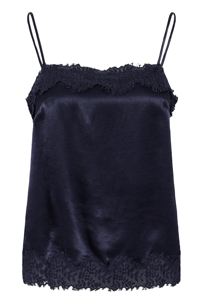 Camisole satinée bordure dentelle Delenn
