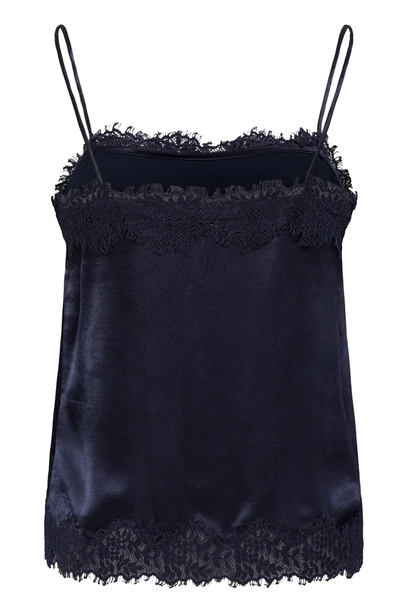 Camisole satinée bordure dentelle Delenn