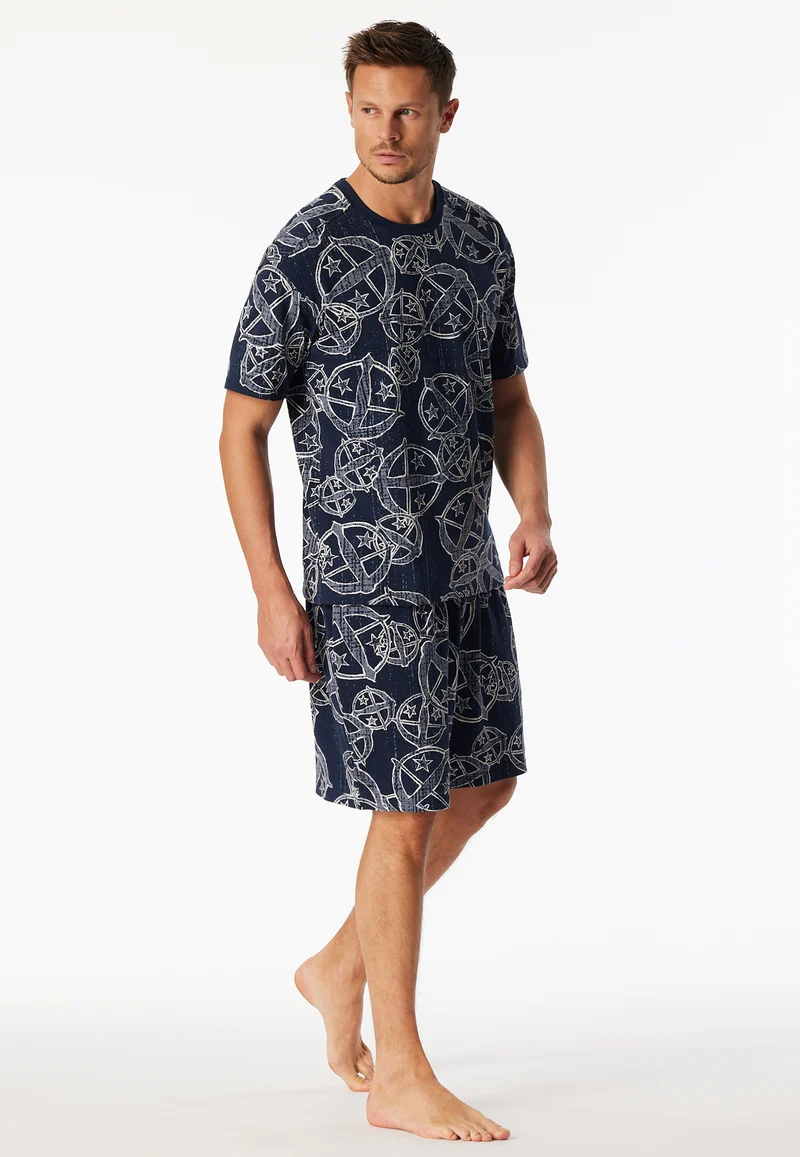 Shirt kurzarm Statement-Druck blau-weiß - SCHIESSER 150 Years