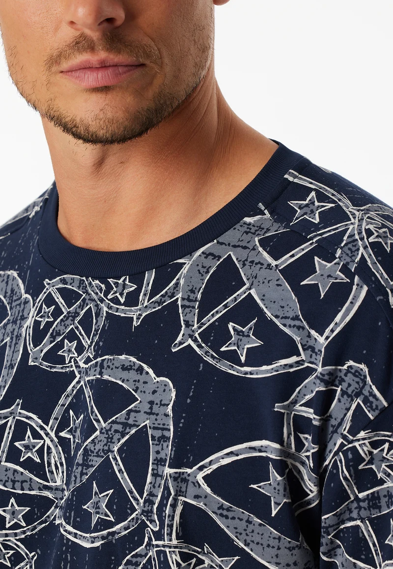 Shirt kurzarm Statement-Druck blau-weiß - SCHIESSER 150 Years