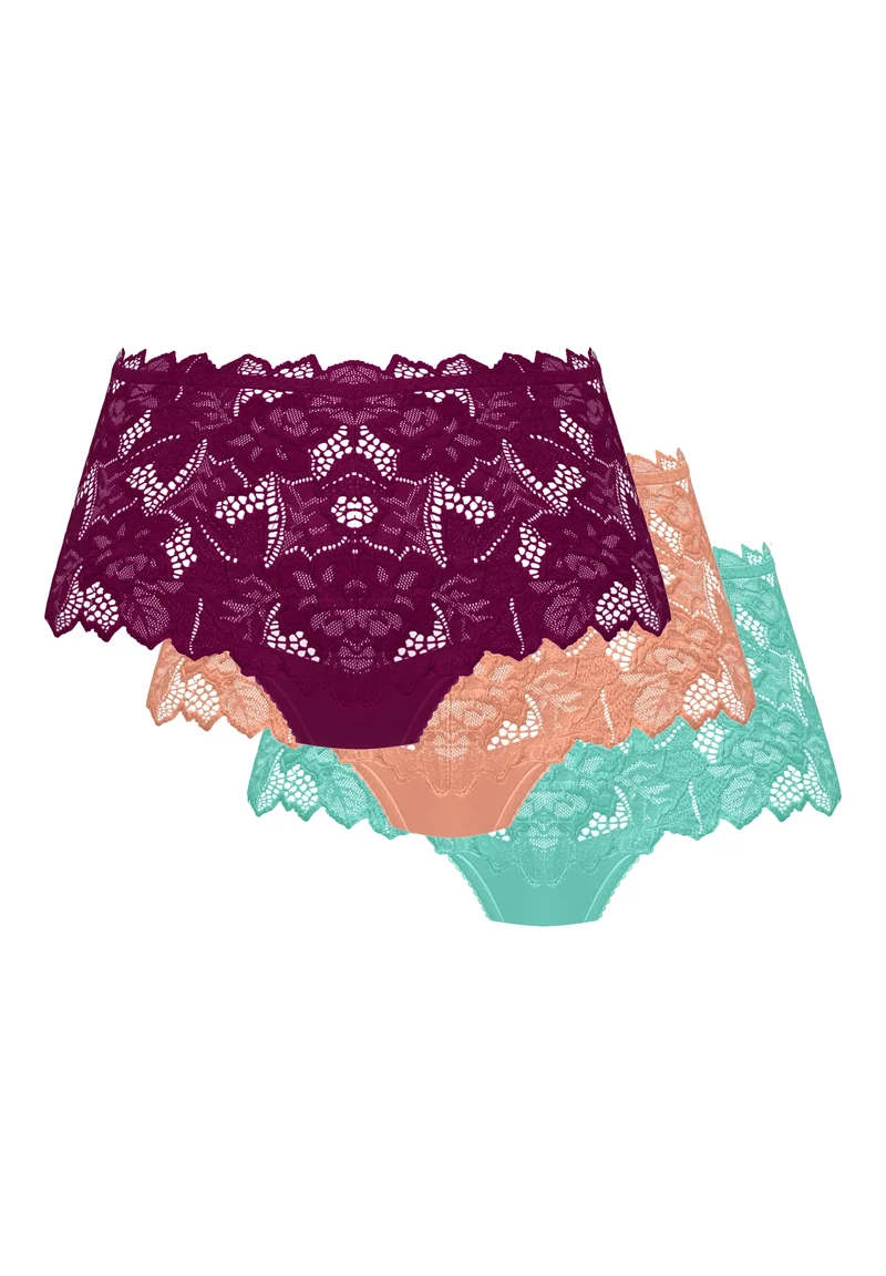 Lot de 3 culottes hautes Arum Rose, Vert et Magenta Pourpre