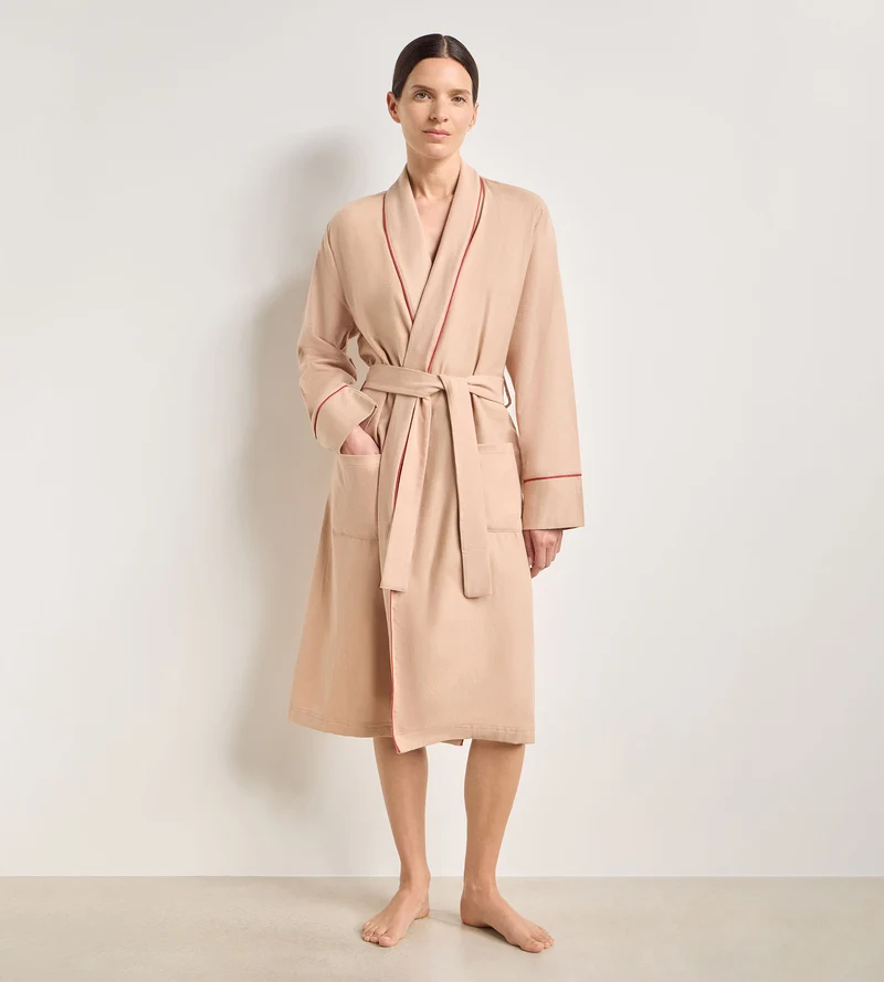 Peignoir flanelle soie beige DIM x Ines de la Fressange
