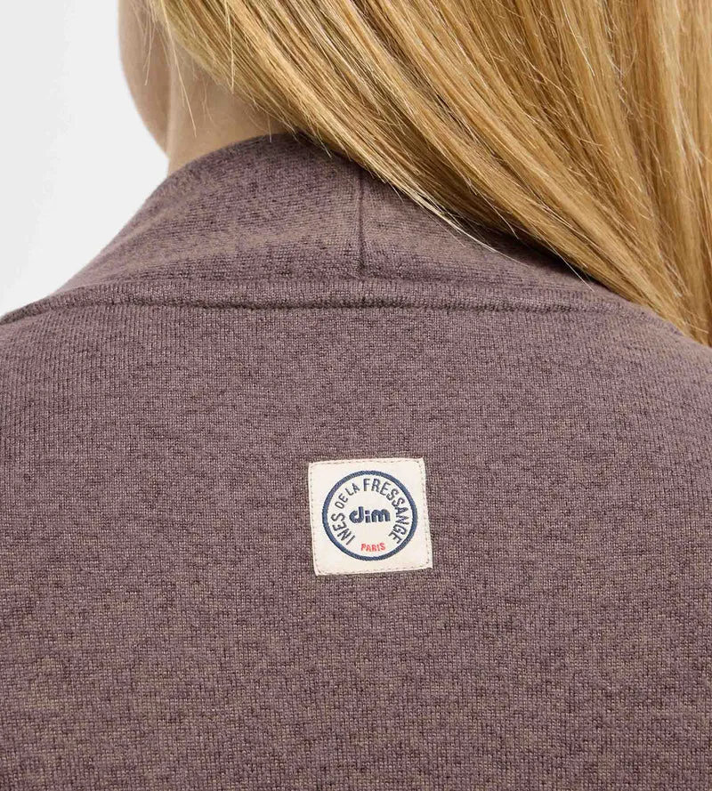 Cardigan long jersey fin marron foncé DIM x Ines de la Fressange