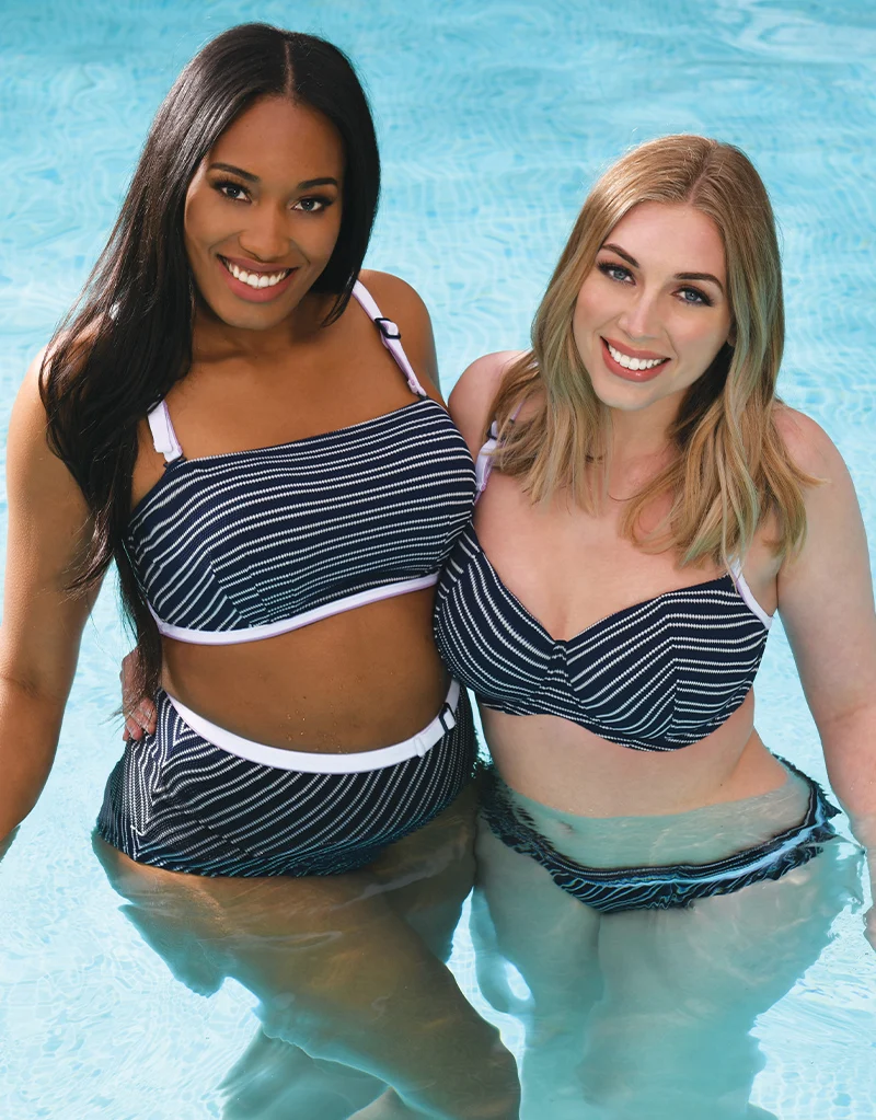 Curvy Kate Sailor Girl Padded Bandeau Bikini Top Navy Stripe