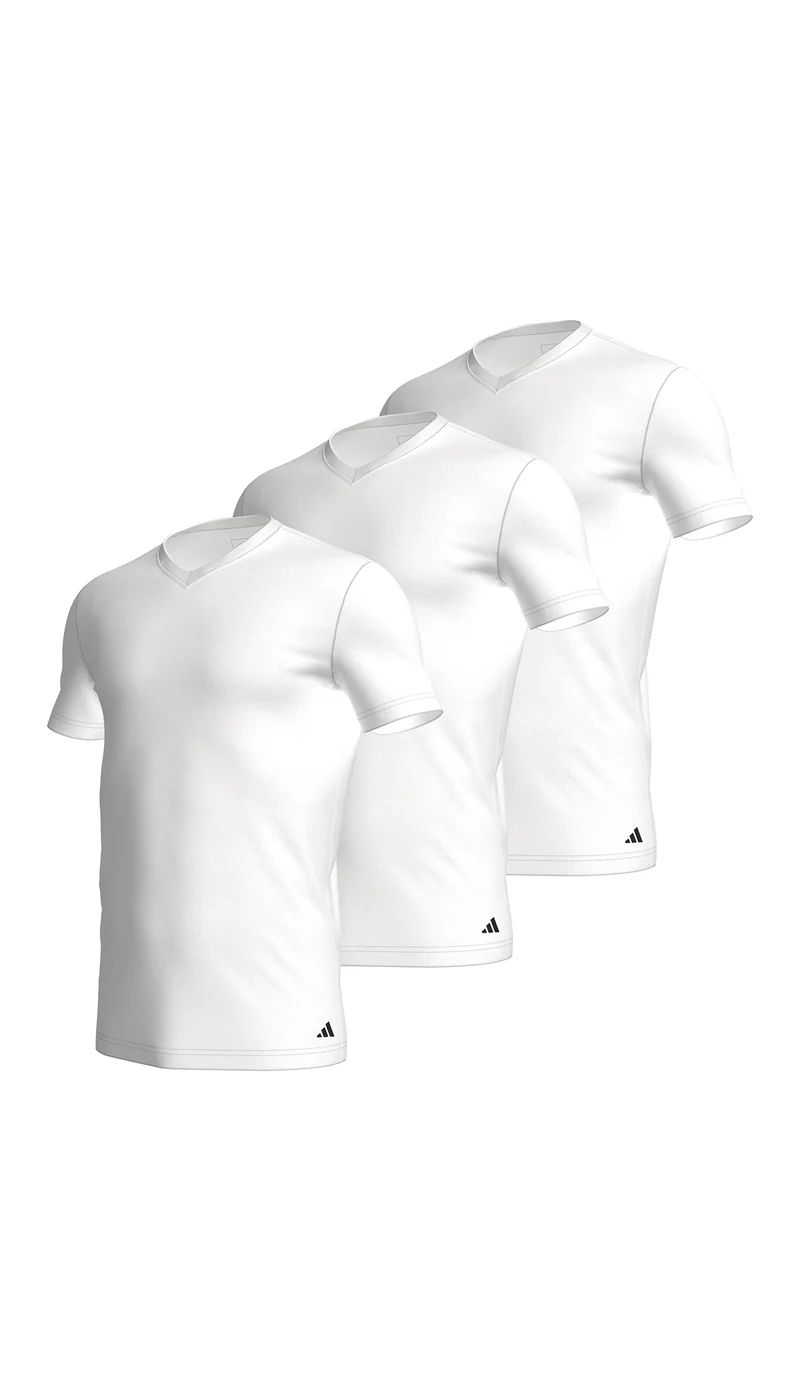 T-Shirt V-Ausschnitt 3er-Pack Weiss - ADIDAS