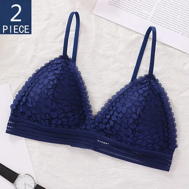 3PCS bra sexy Plus size women's lace bra push up underwear seamless bralette crop top Pitted invisible Female lingerie bh bras