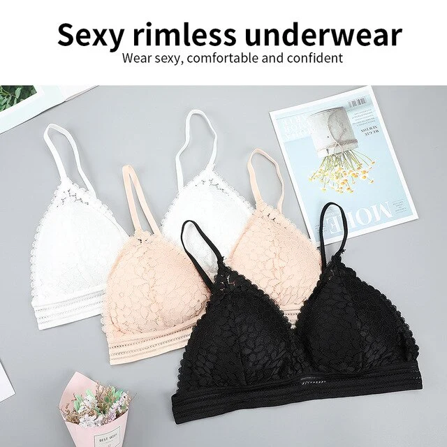 3PCS bra sexy Plus size women's lace bra push up underwear seamless bralette crop top Pitted invisible Female lingerie bh bras