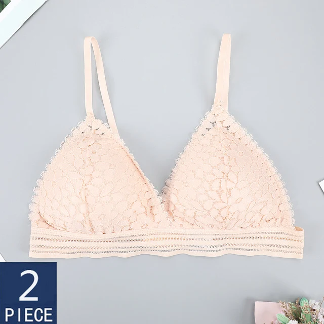 3PCS bra sexy Plus size women's lace bra push up underwear seamless bralette crop top Pitted invisible Female lingerie bh bras