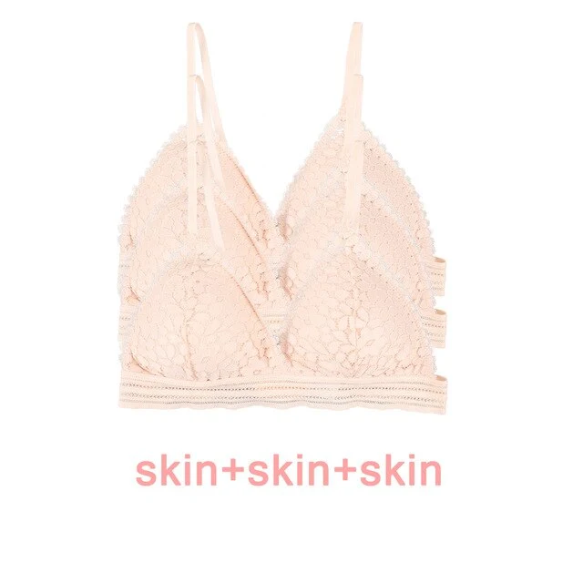 3PCS bra sexy Plus size women's lace bra push up underwear seamless bralette crop top Pitted invisible Female lingerie bh bras