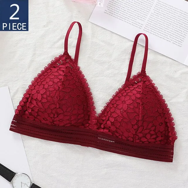 3PCS bra sexy Plus size women's lace bra push up underwear seamless bralette crop top Pitted invisible Female lingerie bh bras