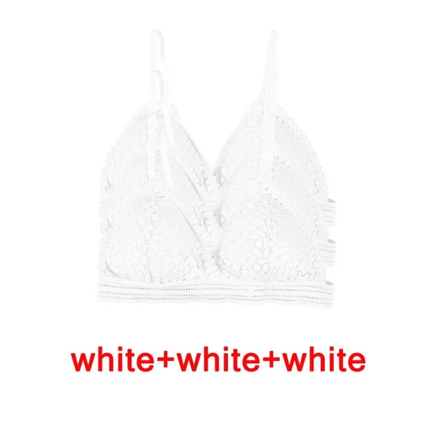 3PCS bra sexy Plus size women's lace bra push up underwear seamless bralette crop top Pitted invisible Female lingerie bh bras