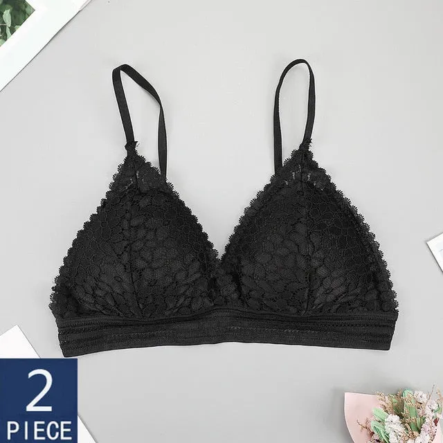 3PCS bra sexy Plus size women's lace bra push up underwear seamless bralette crop top Pitted invisible Female lingerie bh bras