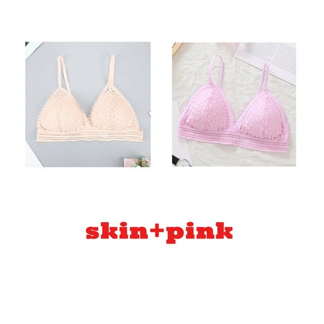3PCS bra sexy Plus size women's lace bra push up underwear seamless bralette crop top Pitted invisible Female lingerie bh bras