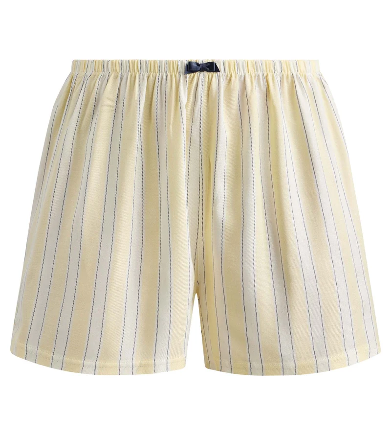 Short de pyjama twill jaune pâle rayé Slow Days Fresh Vibes