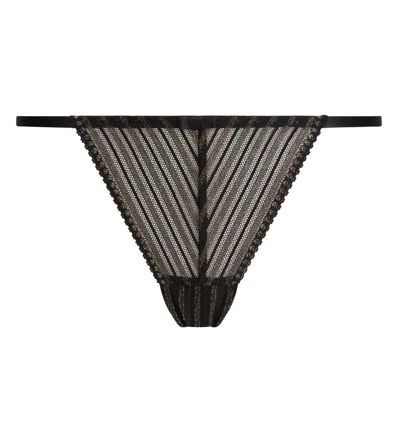 Culotte brésilienne dentelle noire rayée Holiday