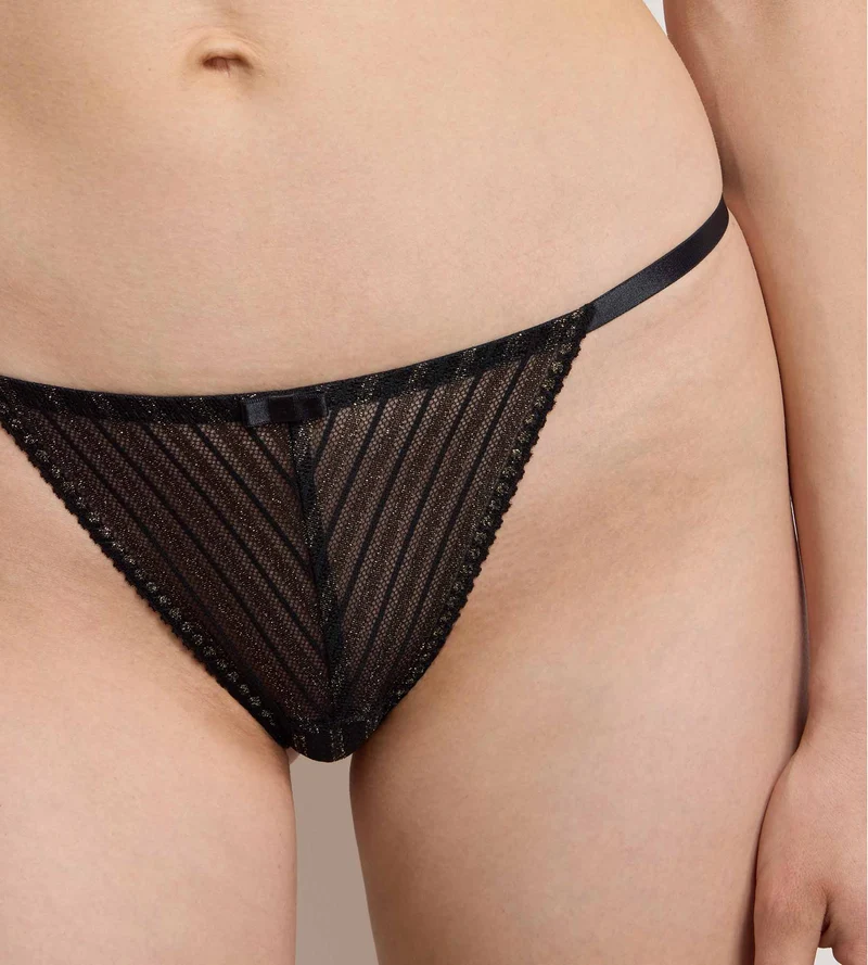 Culotte brésilienne dentelle noire rayée Holiday