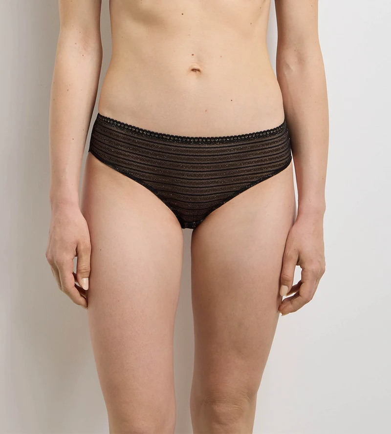 Culotte dentelle noire rayée Holiday