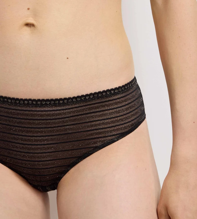 Culotte dentelle noire rayée Holiday