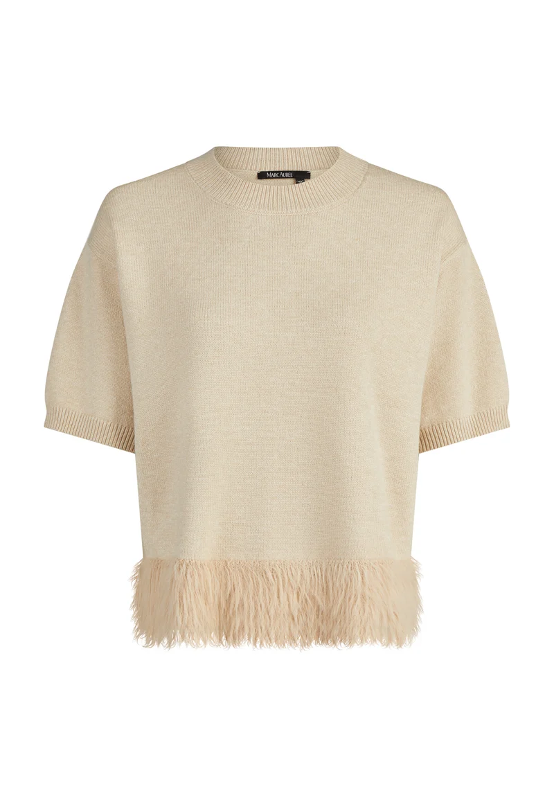 Pull à ourlet en fausse fourrure