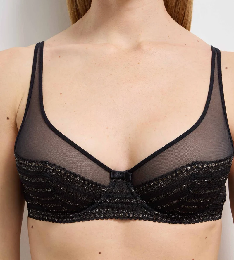 Soutien-gorge foulard à armatures dentelles noir rayé Holiday