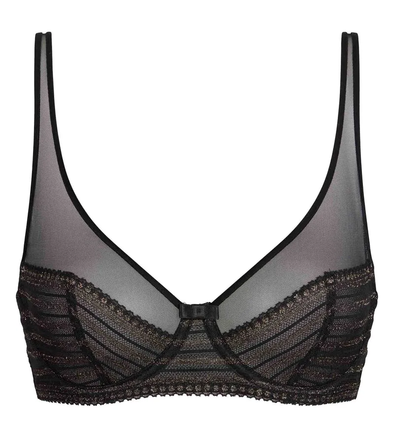Soutien-gorge foulard à armatures dentelles noir rayé Holiday