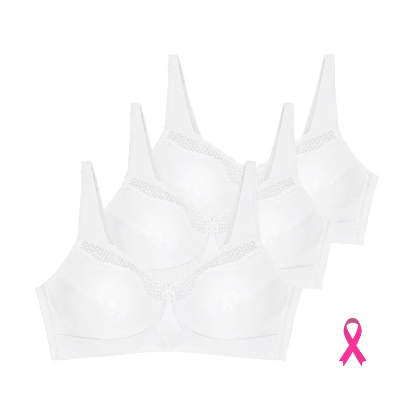Lot de trois soutiens-gorge sans armatures Cotton confort blanc