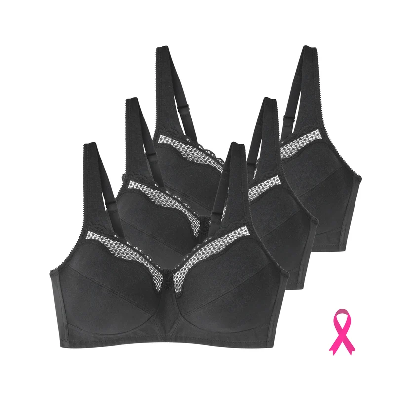 Lot de trois soutiens-gorge sans armatures Cotton confort noir