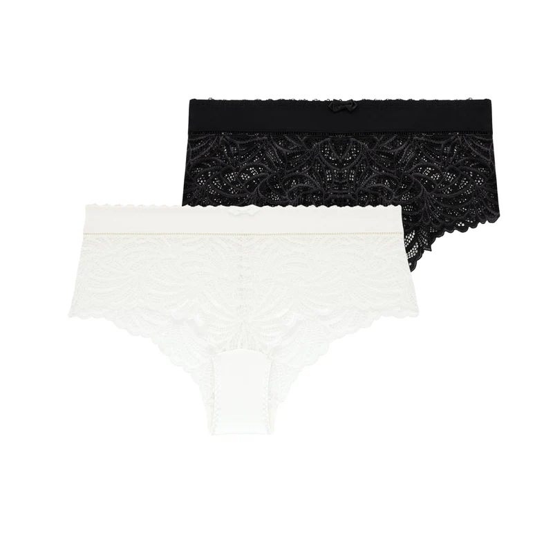 Lot de deux shortys ivoire et noir Pampelune