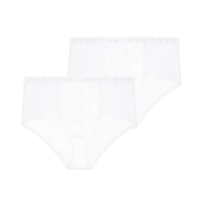 Lot de deux culottes ventre plat blanc Just micro