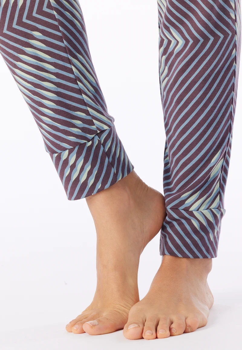 Schlafanzug mit Bündchen Blau gemustert - Modern Nightwear